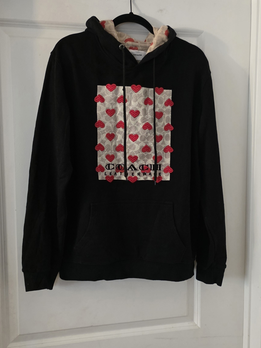 Coach Men’s Black Hoodie with Red Heart Print
